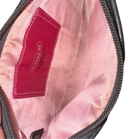 Coach Vintage Monogram Wristlet Canvas Leather Metallic Black Coin Purse 7x4x.5 - Picture 8 of 12